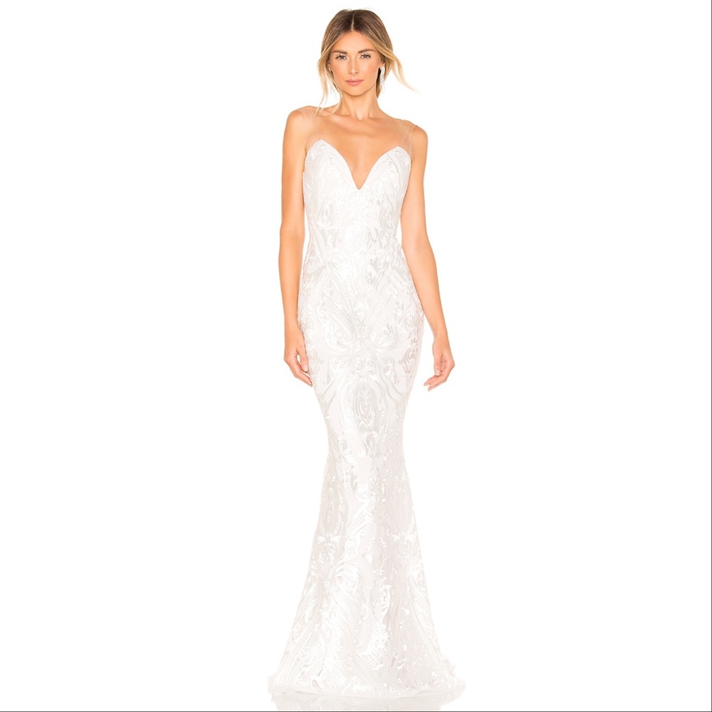 NEW Noel and Jean by Katie May The Lady Embroidered Illusion Gown, Size 2